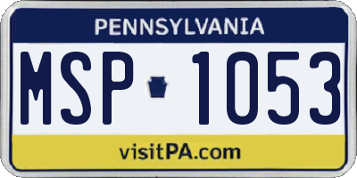 PA license plate MSP1053