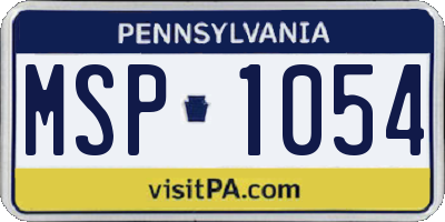 PA license plate MSP1054