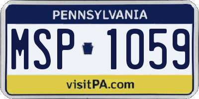 PA license plate MSP1059