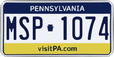 PA license plate MSP1074
