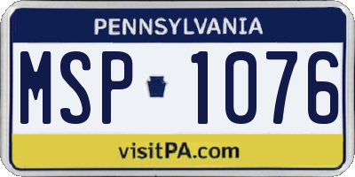 PA license plate MSP1076