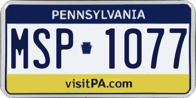 PA license plate MSP1077