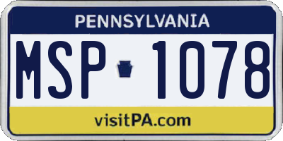 PA license plate MSP1078