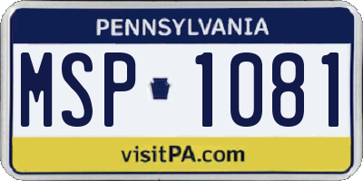 PA license plate MSP1081