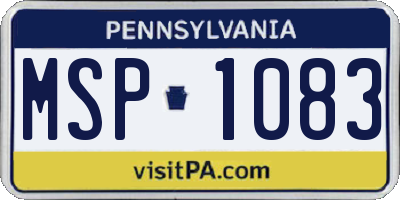 PA license plate MSP1083
