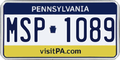 PA license plate MSP1089