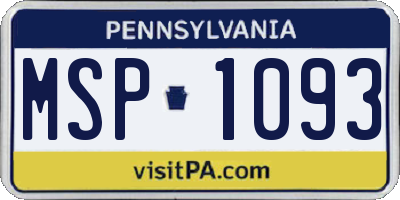PA license plate MSP1093