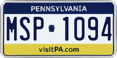 PA license plate MSP1094