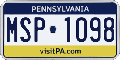 PA license plate MSP1098