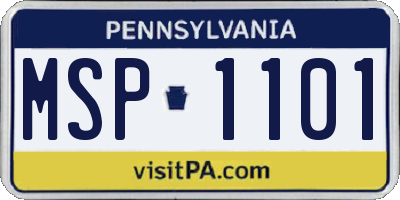 PA license plate MSP1101
