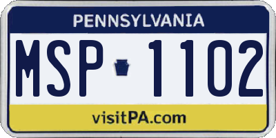 PA license plate MSP1102