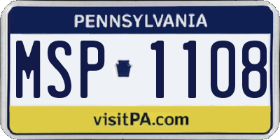 PA license plate MSP1108