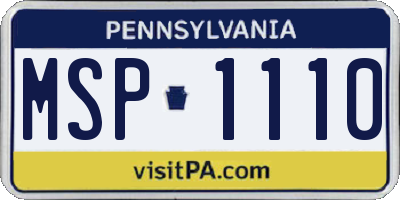 PA license plate MSP1110