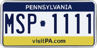 PA license plate MSP1111