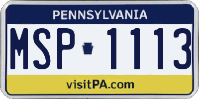 PA license plate MSP1113