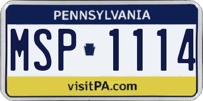 PA license plate MSP1114