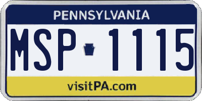 PA license plate MSP1115