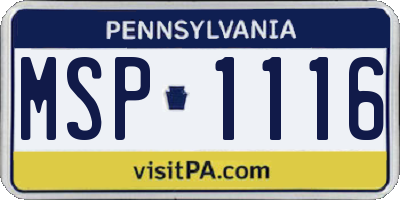 PA license plate MSP1116