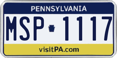 PA license plate MSP1117