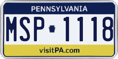 PA license plate MSP1118