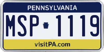 PA license plate MSP1119