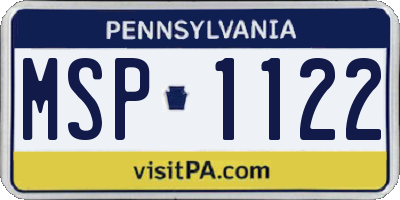 PA license plate MSP1122