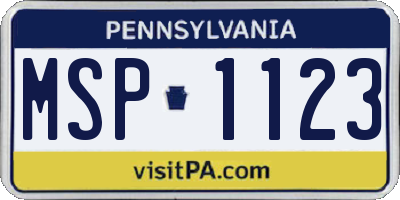 PA license plate MSP1123