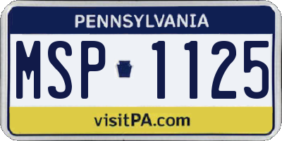PA license plate MSP1125