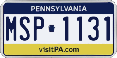 PA license plate MSP1131