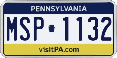 PA license plate MSP1132