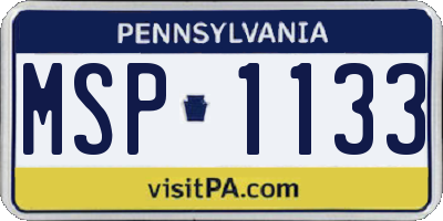 PA license plate MSP1133