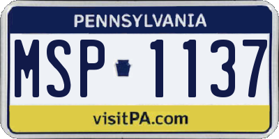 PA license plate MSP1137
