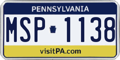 PA license plate MSP1138