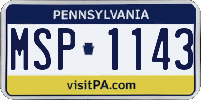 PA license plate MSP1143