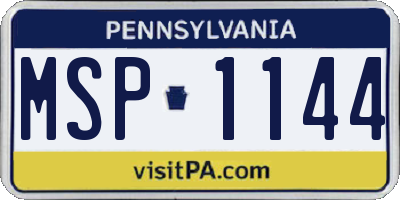 PA license plate MSP1144