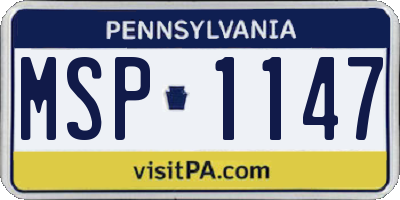 PA license plate MSP1147