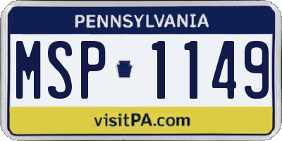 PA license plate MSP1149
