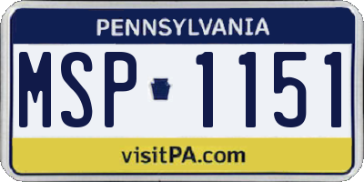 PA license plate MSP1151