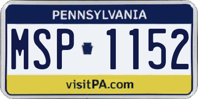 PA license plate MSP1152