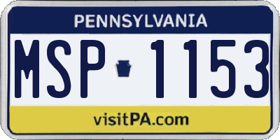 PA license plate MSP1153