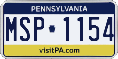 PA license plate MSP1154