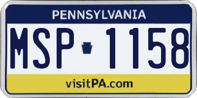 PA license plate MSP1158