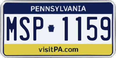 PA license plate MSP1159