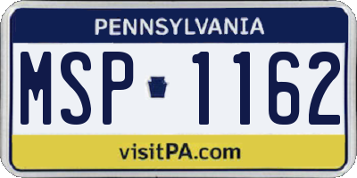 PA license plate MSP1162