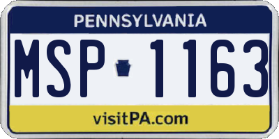 PA license plate MSP1163