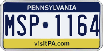 PA license plate MSP1164
