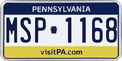 PA license plate MSP1168