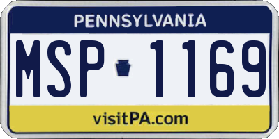 PA license plate MSP1169