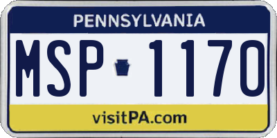 PA license plate MSP1170