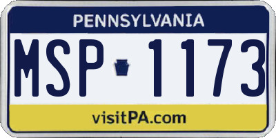 PA license plate MSP1173